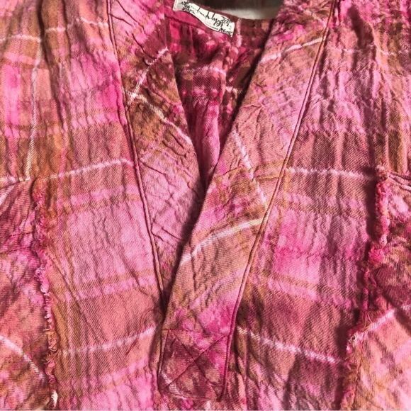 Anthropologie Plaid Oversized Fuchsia Pink Blouse - Picture 5 of 13